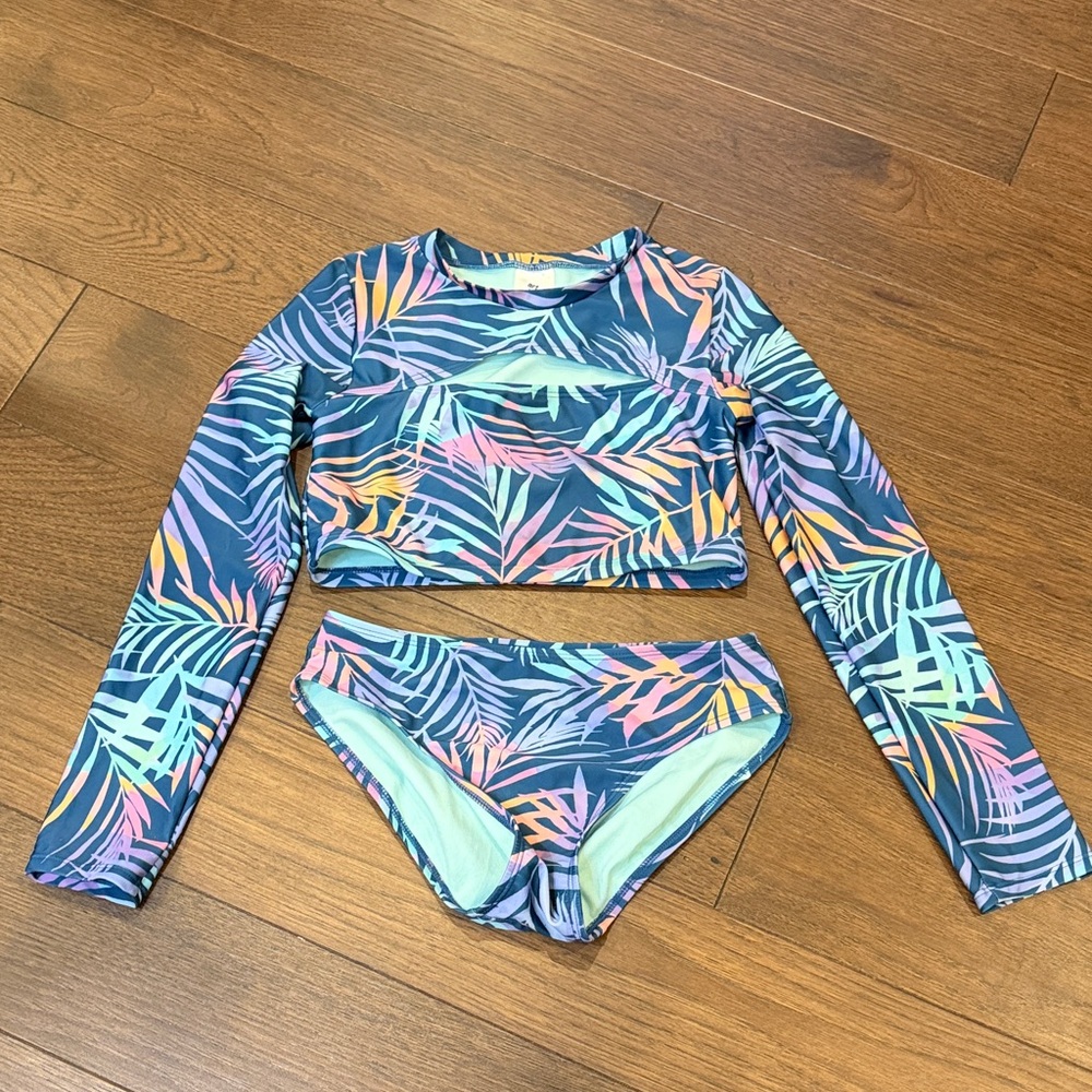 Art Class Girls Tropical Print Kids Swim  Set Size 10/12 C3-023